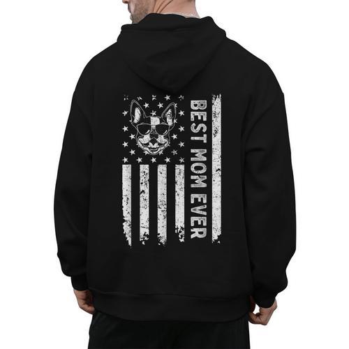 Best Boston Terrier Dog Mom Ever USA Flag For Men Women Kids Men's Hoodie Back Print - Bostonterriersmerch.com