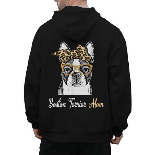Birthday And Mother's Day -Boston Terrier Mom Men's Hoodie Back Print - Bostonterriersmerch.com