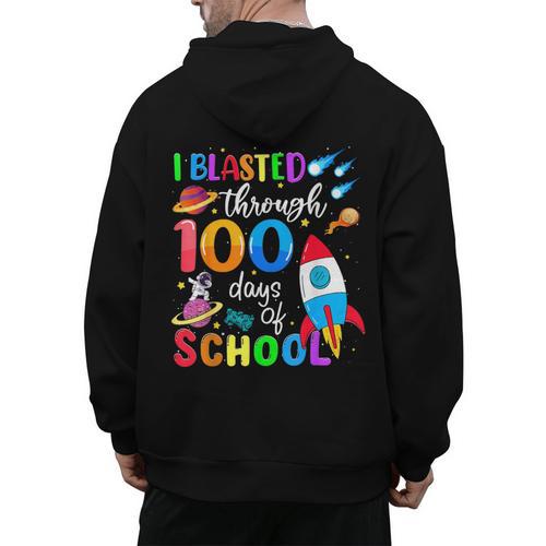 I Blasted Through 100 Days Of School 100th Day Teacher Kids Men's Hoodie Back Print - teacherstshirts.com