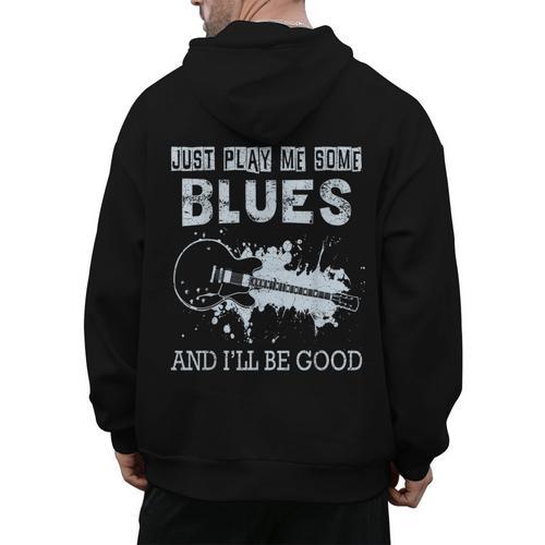 Blues Music Band Lover Vintage Guitar Teacher Blues Men's Hoodie Back Print - teacherstshirts.com UK