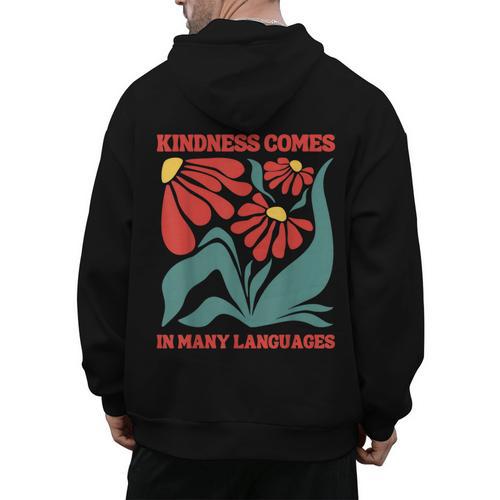 Boho Flower ESL Teacher Kindness Comes In Many Languages Men's Hoodie Back Print - teacherstshirts.com AU