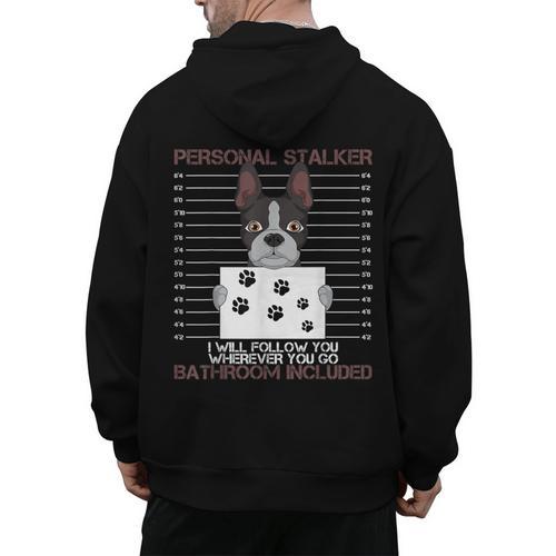 Boston Terrier American Gentleman Personal Stalker Dog Lover Men's Hoodie Back Print - Bostonterriersmerch.com
