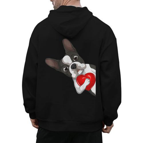 Boston Terrier Bostie Dog Kids Women Girls Men's Hoodie Back Print - Bostonterriersmerch.com