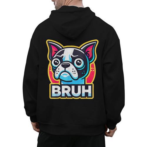 Boston Terrier Bruh Dog Lover Men's Hoodie Back Print - Bostonterriersmerch.com