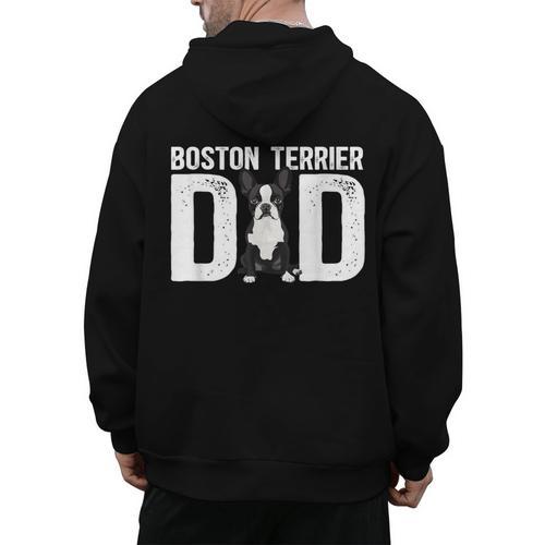 Boston Terrier Dad Of A Bostie Dad Bostie Father Men's Hoodie Back Print - Bostonterriersmerch.com