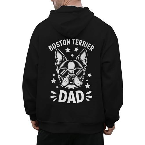 Boston Terrier Dad Boston Terrier Men's Hoodie Back Print - Bostonterriersmerch.com