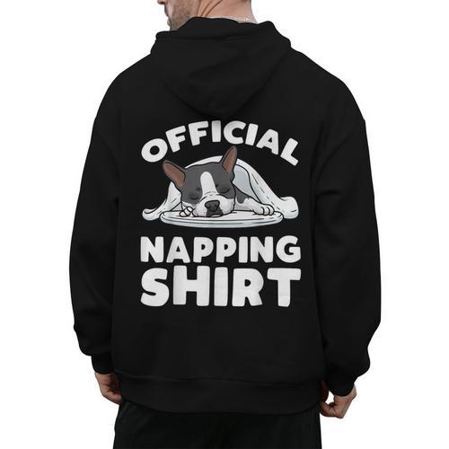 Boston Terrier Dog Official Sleeping Shirt Men Women Kids Men's Hoodie Back Print - Bostonterriersmerch.com