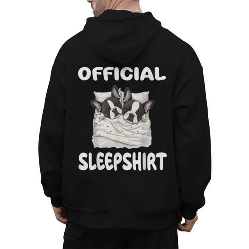 Boston Terrier Dog Official Sleepshirt Pajamas Nightgown For Men Women Girls Kids Men's Hoodie Back Print - Bostonterriersmerch.com