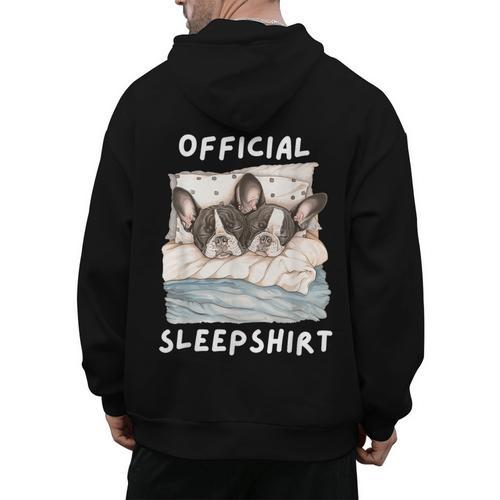 Boston Terrier Dog Official Sleepshirt Pajamas Nightgown Men Women Girls Kids Men's Hoodie Back Print - Bostonterriersmerch.com