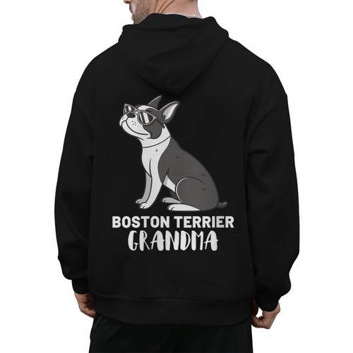 Boston Terrier Dog Owner Grandma Men's Hoodie Back Print - Bostonterriersmerch.com CA