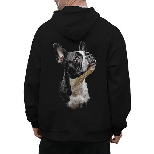 Boston Terrier Dog Graphic Pet Art Boston Terrier For Men Women Kids Men's Hoodie Back Print - Bostonterriersmerch.com CA