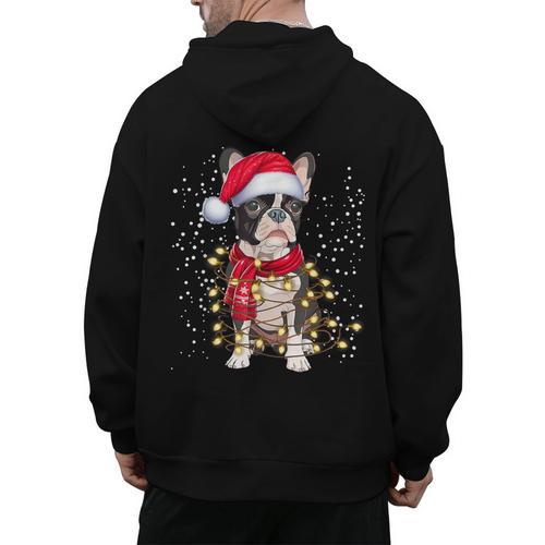Boston Terrier Dog Ugly Christmas Dog Xmas For Men Women Kids Men's Hoodie Back Print - Bostonterriersmerch.com