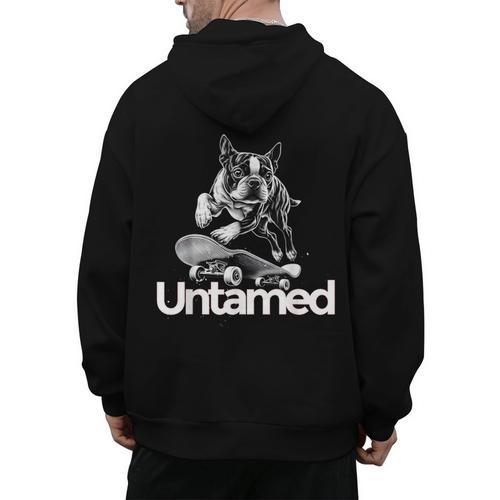 Boston Terrier Dog Untamed For Men Women Men's Hoodie Back Print - Bostonterriersmerch.com UK