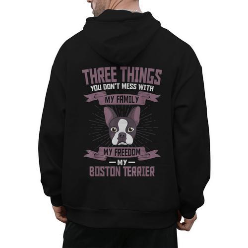 Boston Terrier Don't Mess With American Gentleman Dog Lover Men's Hoodie Back Print - Bostonterriersmerch.com