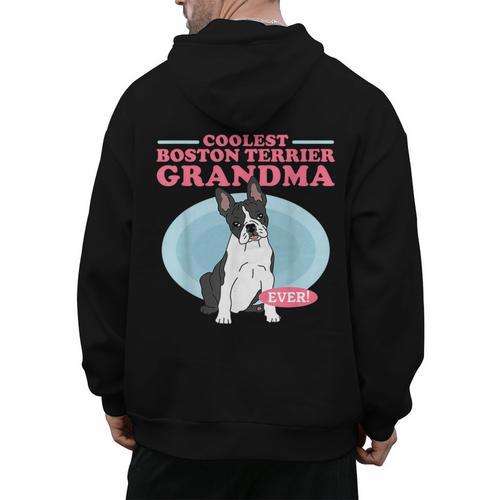 Boston Terrier Grandma Bostie Dog Owner Boston Terrier Men Women Men's Hoodie Back Print - Bostonterriersmerch.com CA
