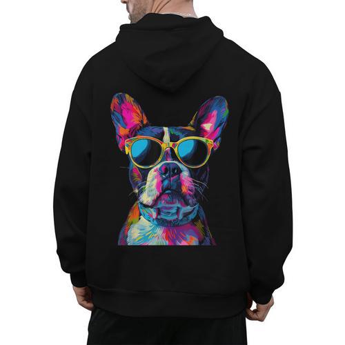 Boston Terrier Lovers Pop Art Boston Terrier Men's Hoodie Back Print - Bostonterriersmerch.com