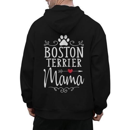 Boston Terrier Mama Boston Terrier Lover Shirt Men's Hoodie Back Print - Bostonterriersmerch.com