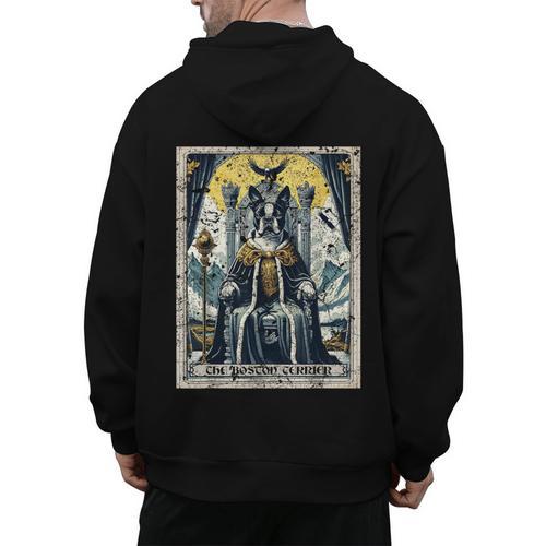 Boston Terrier Tarot Card Dog Men's Hoodie Back Print - Bostonterriersmerch.com