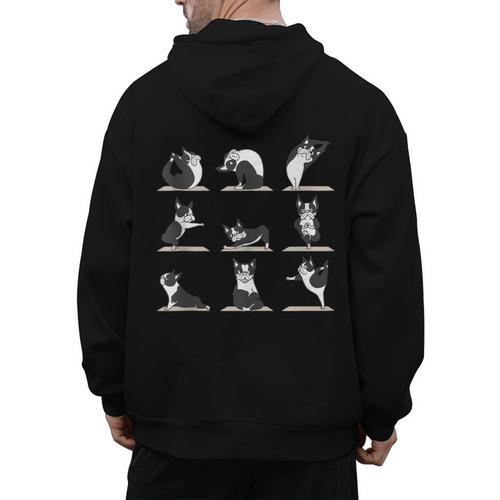 Boston Terriers Yoga Men's Hoodie Back Print - Bostonterriersmerch.com