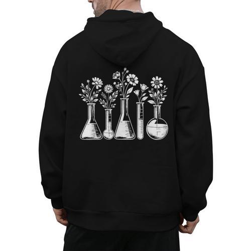 Botanical Beaker Science Teacher Floral Chemistry Lab Week Men's Hoodie Back Print - teacherstshirts.com UK