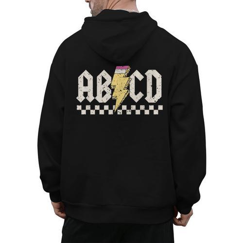 Boys Girls Teachers ABCD Rock Graphic Back To School Class Men's Hoodie Back Print - teacherstshirts.com