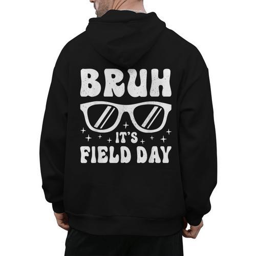 Bruh It's Field Day Teacher Boys Girls Kids Happy Field Day Men's Hoodie Back Print - teacherstshirts.com AU