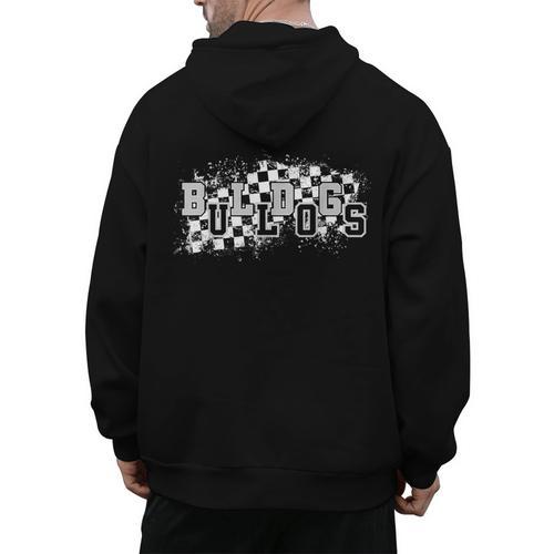 Bulldogs School Spirit Bulldog Pride Checkered Teacher Men's Hoodie Back Print - teacherstshirts.com AU