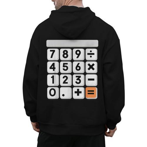 Calculator Easy Halloween Costume For Math Teacher Men's Hoodie Back Print - teacherstshirts.com UK