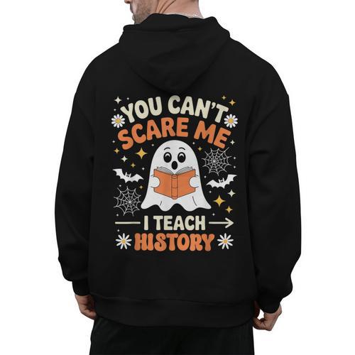You Can't Scare Me I Teach History Retro Teacher Halloween Men's Hoodie Back Print - teacherstshirts.com AU