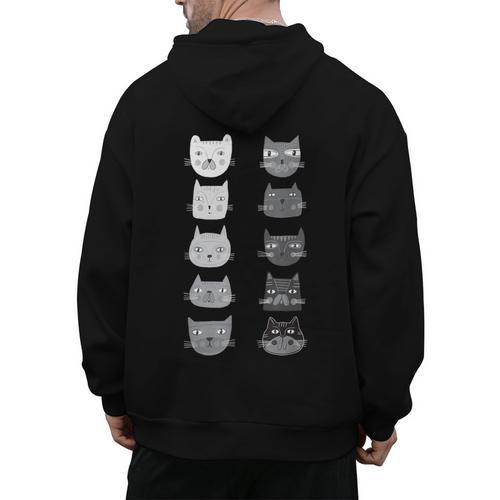 Cat Themed Artist Value Scale Educational Art Teacher Men's Hoodie Back Print - teacherstshirts.com CA