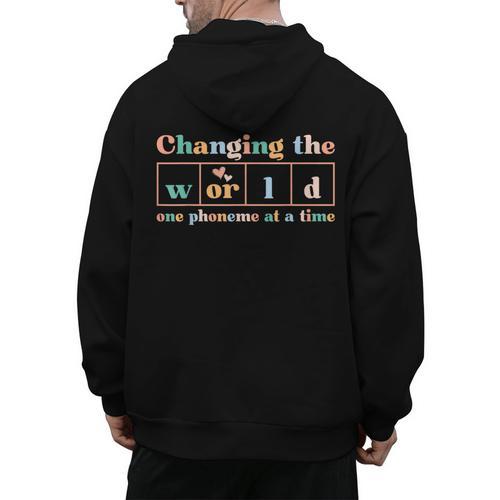 Changing The World Science Of Reading Women Men -Adults Dyslexia Teacher Men's Hoodie Back Print - teacherstshirts.com AU