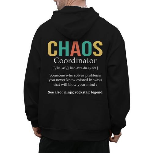 Chaos Coordinator Teacher Coworker Boss Appreciation Men's Hoodie Back Print - teacherstshirts.com CA