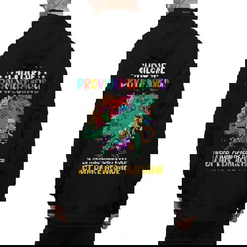 Childcare Providersaurus Daycare Teachers Men&#x27;s Hoodie Back Print - teacherstshirts.com