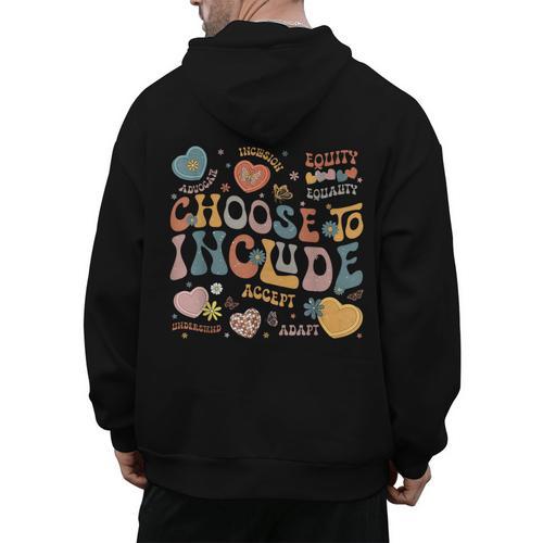 Choose To Include Inclusion Matters Autism Awareness Teacher Men Women Girls Kids Men's Hoodie Back Print - teacherstshirts.com