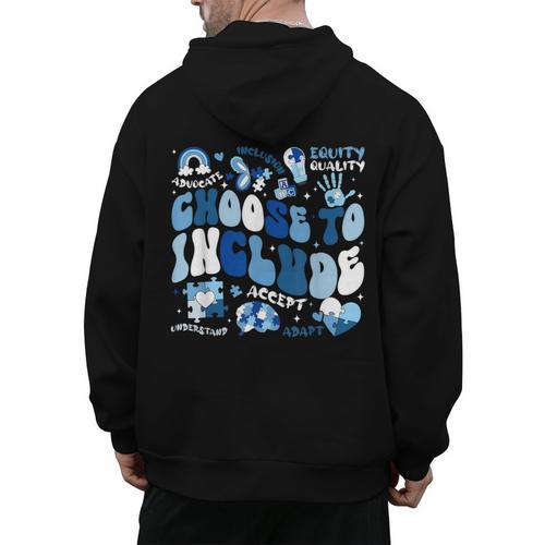 Choose To Include Inclusion Matters Autism Awareness Teacher Men's Hoodie Back Print - teacherstshirts.com DE