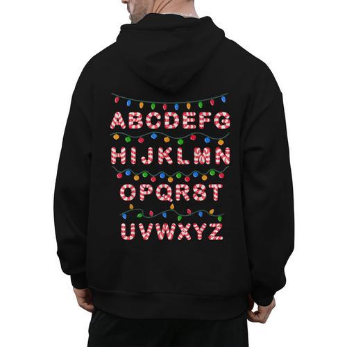 Christmas Alphabet Candy Cane Teachers Students Candy Cane For Men Women Kids Men's Hoodie Back Print - teacherstshirts.com UK