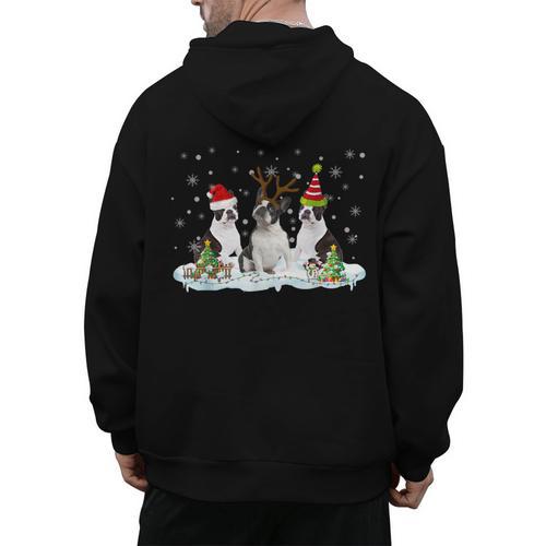 Christmas Boston Terrier Santa Dog Lover Men's Hoodie Back Print - Bostonterriersmerch.com