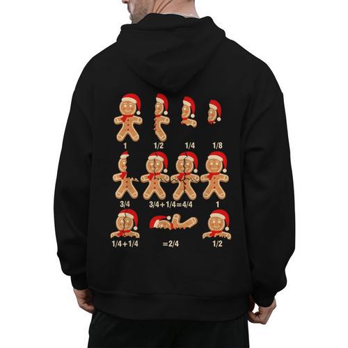 Christmas Math Teacher Equation Gingerbread With Santa Hat Men Women Men's Hoodie Back Print - teacherstshirts.com DE