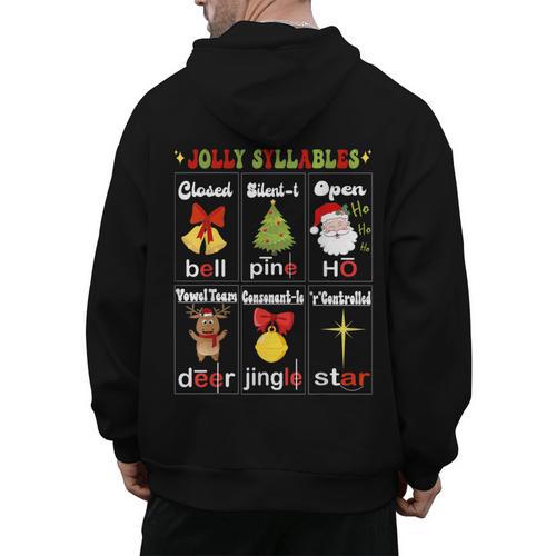 Christmas Reading Teacher Syllable Types Reading Teacher Men's Hoodie Back Print - teacherstshirts.com