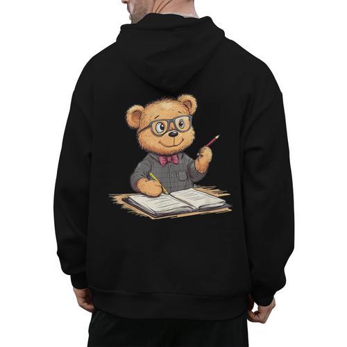 Classroom Fun With Teddy Bear Teacher Men's Hoodie Back Print - teacherstshirts.com