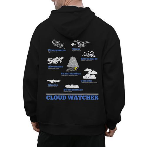 Cloud Watcher Cloud Types Science Student Teacher Cute Faces Men's Hoodie Back Print - teacherstshirts.com UK