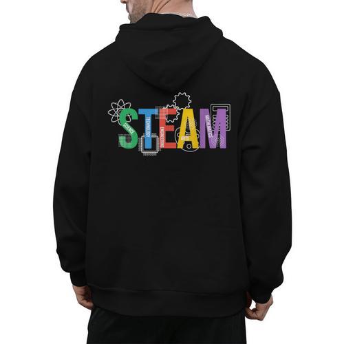 Colorful Steam Letters For Steam Program Teacher And Student Men's Hoodie Back Print - teacherstshirts.com UK