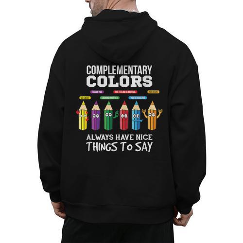 Complementary Colors Pun Artist Art Teacher T-Shirt Men's Hoodie Back Print - teacherstshirts.com AU