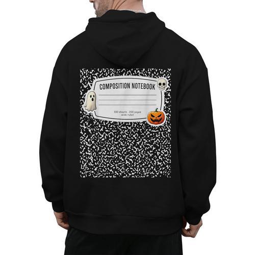Composition Notebook Costume Adult Halloween For Teachers Men's Hoodie Back Print - teacherstshirts.com UK