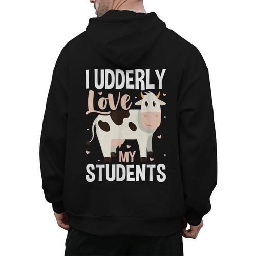 Cow Teacher Lover Men's Hoodie Back Print - teacherstshirts.com AU