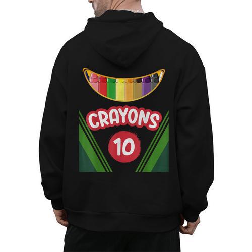 Crayon Box Fun Teacher Student Crayon Squad Halloween 2022 Men's Hoodie Back Print - teacherstshirts.com AU