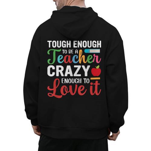 Crazy Teacher Men Women School Teachers Men's Hoodie Back Print - teacherstshirts.com AU