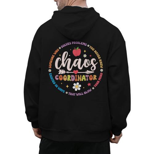 Cute Chaos Coordinator Teacher First Day Of School Men's Hoodie Back Print - teacherstshirts.com