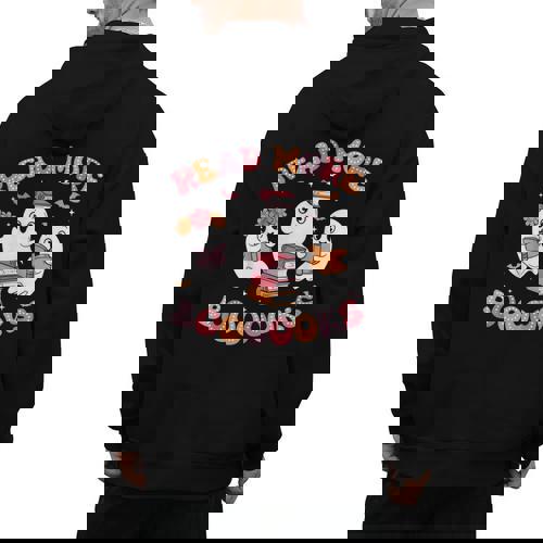 Cute Ghost Book Read More Books Teachers Halloween Men&#x27;s Hoodie Back Print - teacherstshirts.com