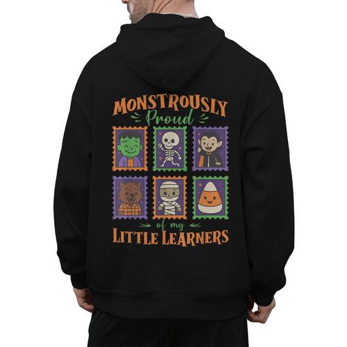 Cute Halloween Teacher Men's Hoodie Back Print - teacherstshirts.com AU